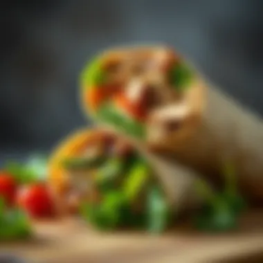 Satisfying Protein and Veggie Wrap A delicious wrap filled with lean protein and fresh vegetables