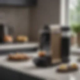 Nespresso Essenza Mini Coffee Maker in a modern kitchen setting