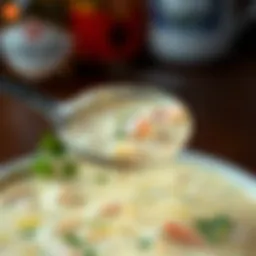 A rich bowl of New England clam chowder topped with fresh parsley