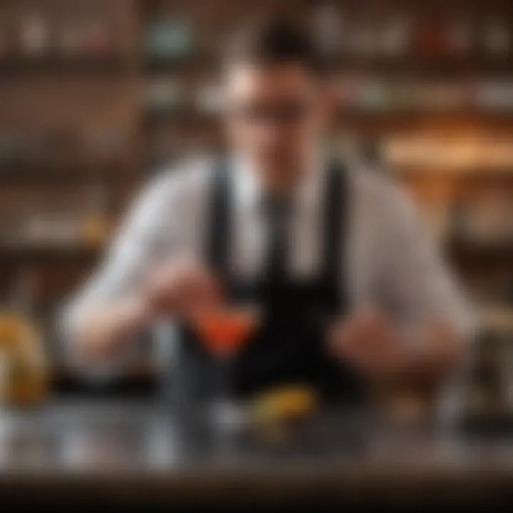 A bartender skillfully preparing a refreshing non-alcoholic cocktail
