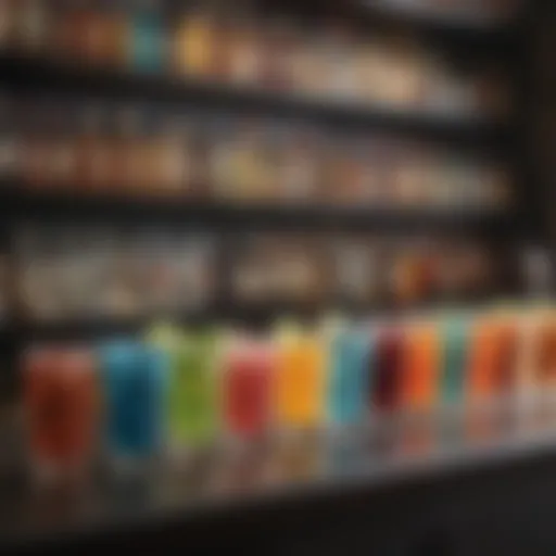 Colorful array of non-alcoholic beverages displayed elegantly on a bar counter
