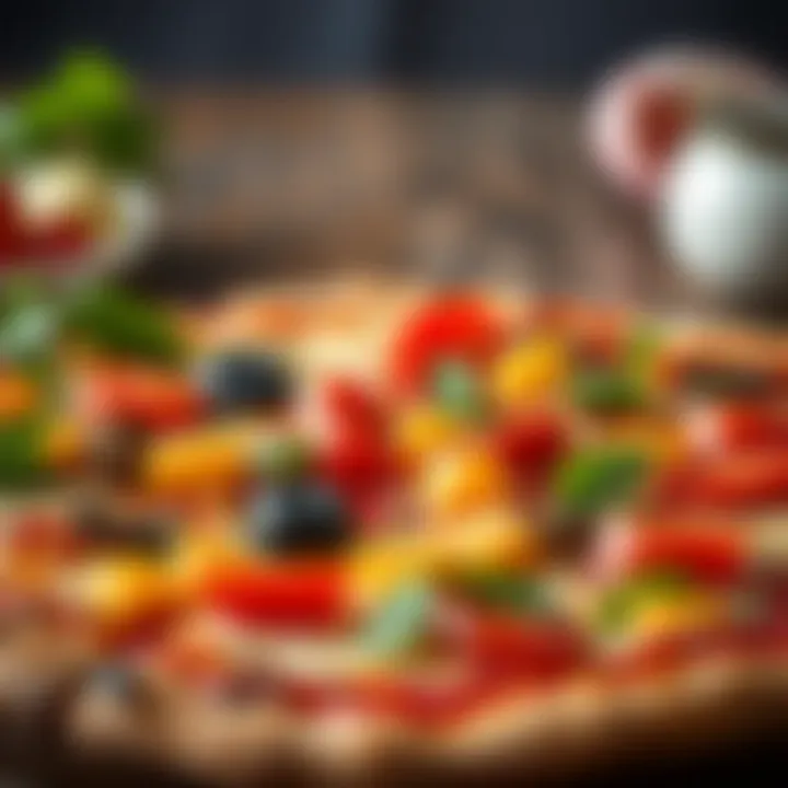 A selection of vibrant toppings ideal for paleo pizza, including fresh herbs and colorful vegetables