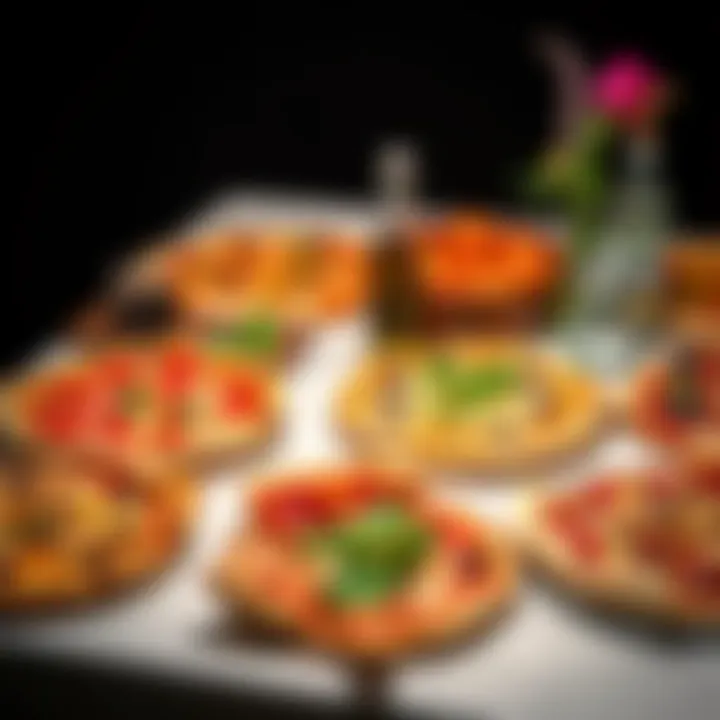 An elegant table setting showcasing a variety of paleo pizzas