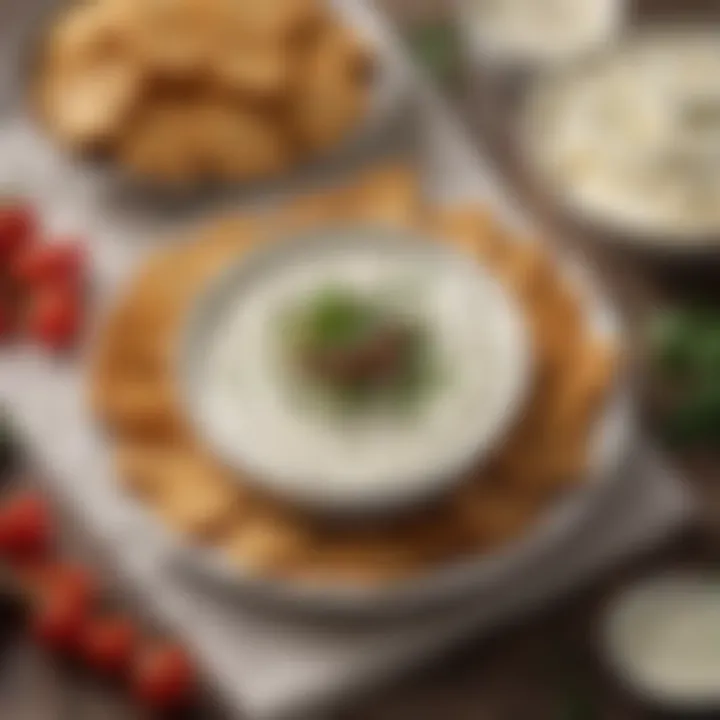 Fresh vegetables and crispy crackers paired with a creamy dip