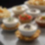 A colorful array of Philadelphia cream cheese dip varieties displayed in elegant bowls