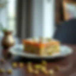 Elegant presentation of pistachio baklava on a decorative plate
