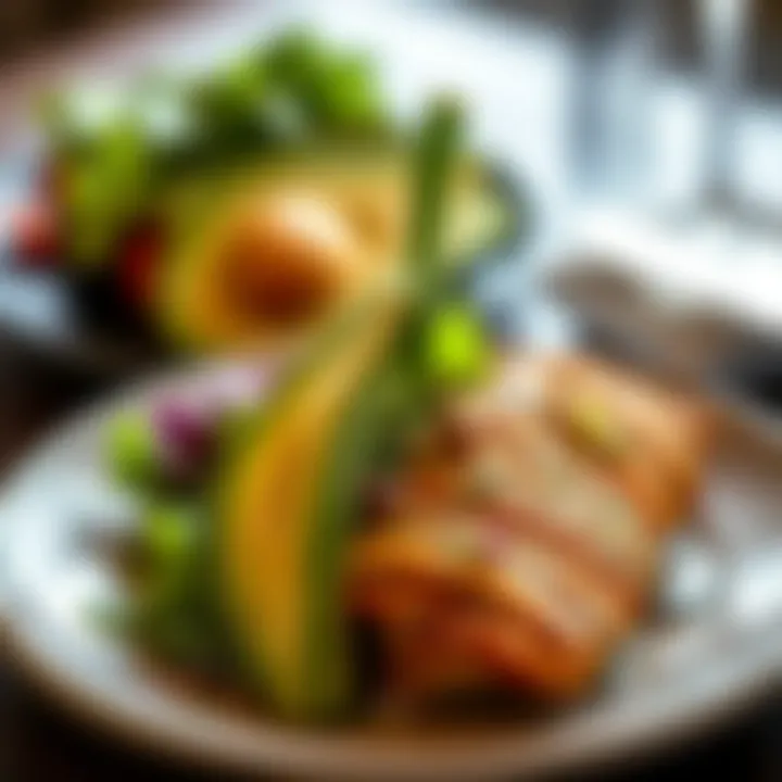 Savoring Keto: Avocado and Grilled Chicken Delight A beautifully plated keto meal featuring avocado and grilled chicken