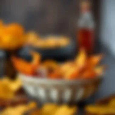 Gourmet Infusion of Global Spices An elegant serving of gourmet potato chips infused with exotic spices from around the world.