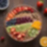 A vibrant smoothie bowl topped with fresh fruits and seeds