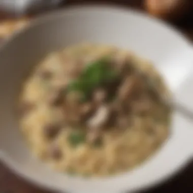 A cozy bowl of creamy risotto with mushrooms and herbs