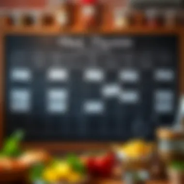 A well-planned meal schedule displayed on a chalkboard for easy reference