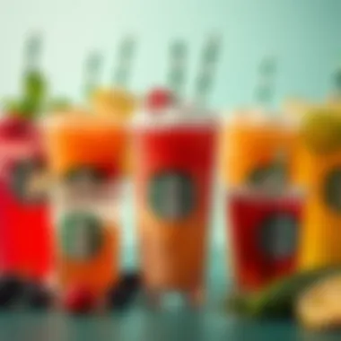 Vibrant array of Starbucks Refreshers showcasing unique colors and ingredients