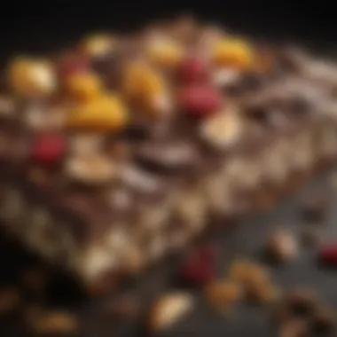 Exquisite chocolate bark adorned with nuts and dried fruits