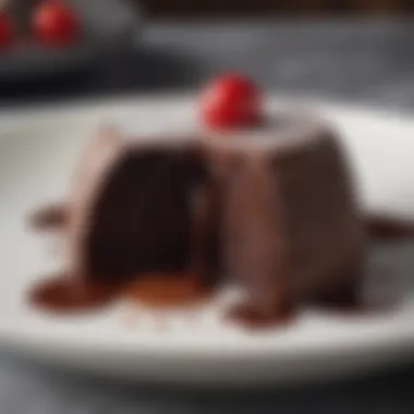 Rich Chocolate Lava Cake Rich chocolate lava cake with a gooey center, plated beautifully