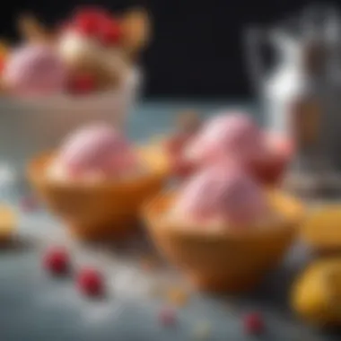 Vibrant Homemade Ice Cream Presentation Delicious homemade ice cream in vibrant colors served in elegant bowls
