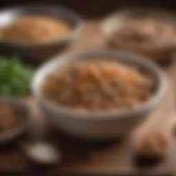 Bowl filled with spent grain dog food alongside fresh ingredients