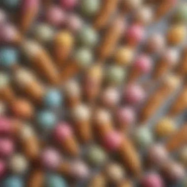A Vibrant Selection of Stretchy Ice Cream Flavors An array of colorful stretchy ice cream flavors displayed creatively