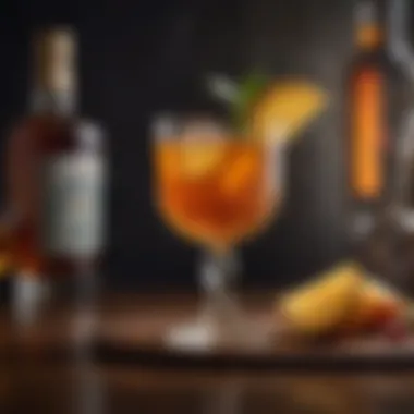 Whisky Cocktail Delight A richly colored whisky cocktail adorned with garnishes