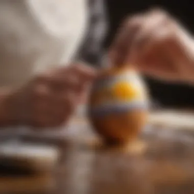 An artist delicately painting a sugar Easter egg, highlighting the craft