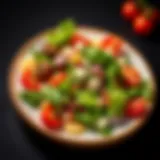 A colorful plate showcasing a vibrant salad with mixed greens and cherry tomatoes