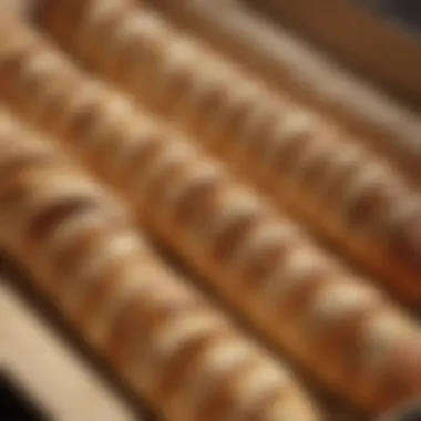 Close-up of a baking box filled with baguette dough