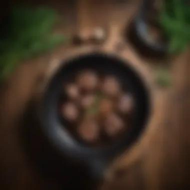 Cast Iron Skillet with Filet Mignon A cast iron skillet showcasing filet mignon preparation