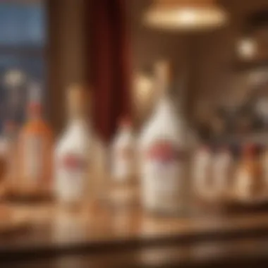 Artistic Presentation of RumChata Mini Bottles Artistic close-up of RumChata mini bottles against a vibrant backdrop