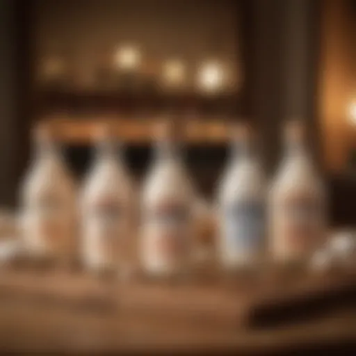 Elegant display of RumChata mini bottles on a wooden table