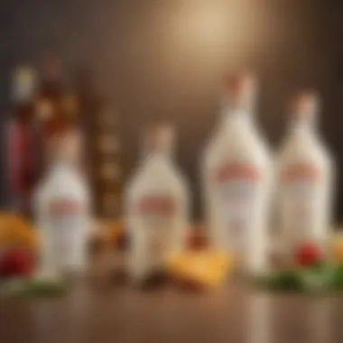 Stylish RumChata mini bottles surrounded by fresh ingredients