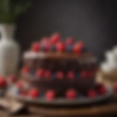 Elegant chocolate cake adorned with fresh berries