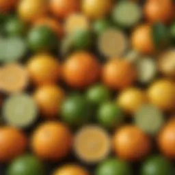 A vibrant assortment of fresh citrus fruits including oranges, lemons, and limes