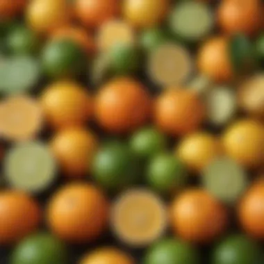 Diverse Citrus Fruits Collection A vibrant assortment of fresh citrus fruits including oranges, lemons, and limes