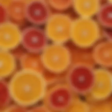 Textures and Colors of Citrus An artistic display of citrus fruits with a focus on their textures and colors