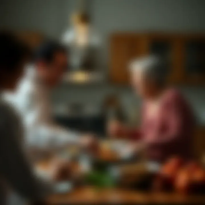 Connecting Through Food An intimate kitchen scene highlighting the joy of sharing meals across generations.