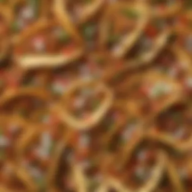 Close-Up of Flavorful Taco Fillings A close-up view of crunchy taco shells filled with fresh ingredients