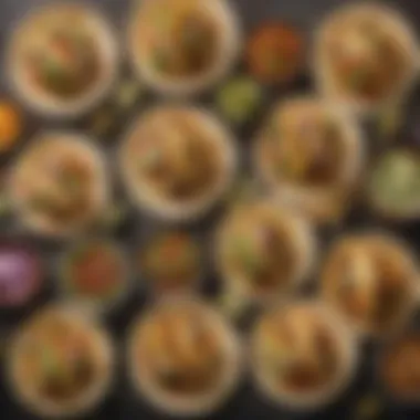 Variety of Hard Shell Tacos and Accompaniments A table filled with an array of hard shell tacos and toppings