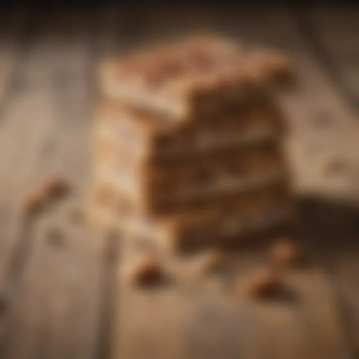 Nutritious protein bars stacked on a wooden surface