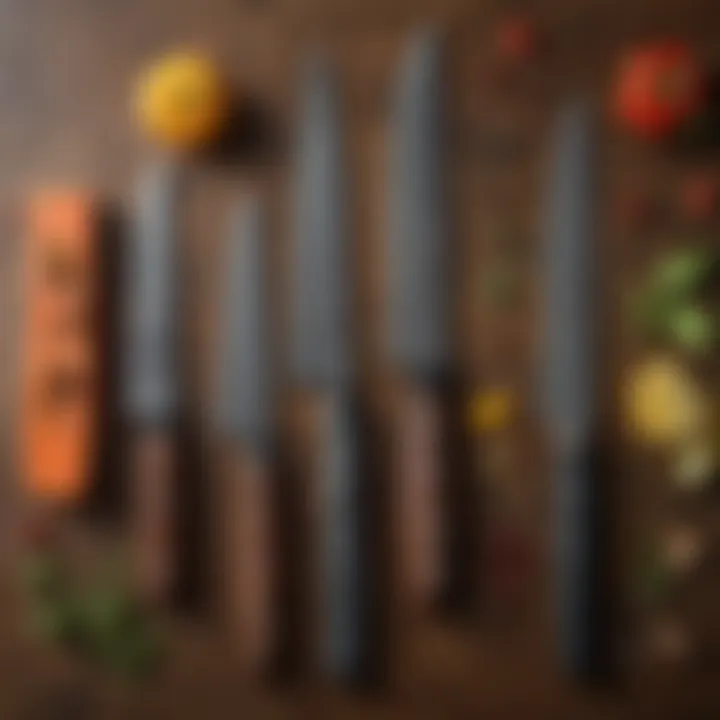 A side-by-side comparison of different six-inch kitchen knife styles
