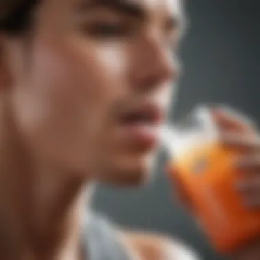 A close-up of an athlete sipping a sugar-free electrolyte drink after exercise