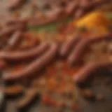 A colorful array of spices used for sausage seasoning.