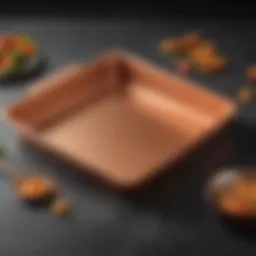 A close-up view of the Copper Chef Square Pan showcasing its non-stick surface and vibrant color