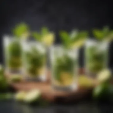 Diverse Flavors: Assorted Mojito Variations Assorted mojito variations in different glasses