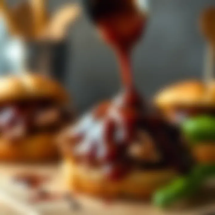 A rich barbecue sauce drizzled over tender pulled pork