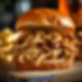 A tantalizing close-up of flavorful pulled pork on a slider bun