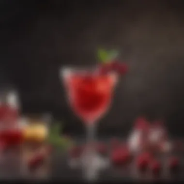 Artistic display of various cranberry cocktail ingredients