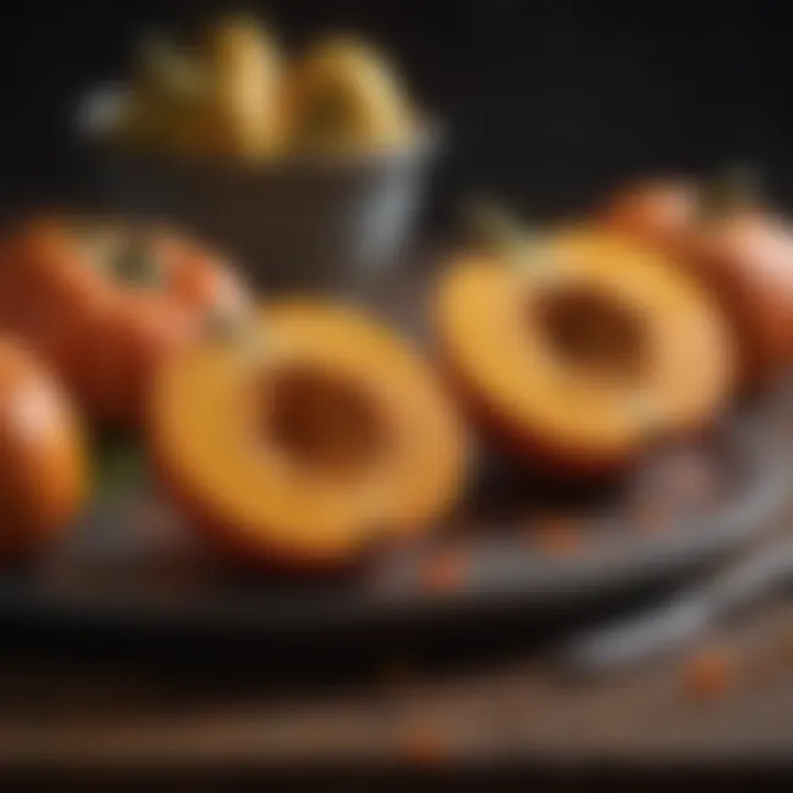Creative recipe ideas with red kuri squash arranged artistically