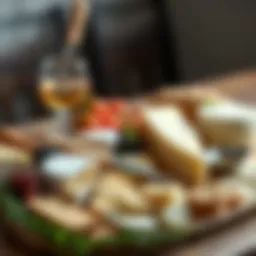 A beautifully arranged cheese platter showcasing a variety of gourmet cheeses
