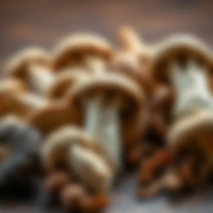 Culinary Versatility of Dried Porcini An artistic arrangement of dried porcini mushrooms highlighting their culinary versatility.