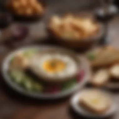 Goat Cheese Dip and Wine Pairing Experience An elegant table setting featuring goat cheese dip paired with wine and artisan bread, highlighting perfect pairings.