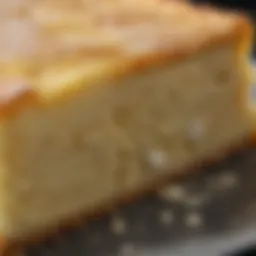 A close-up view of gooey butter cake revealing its rich, creamy texture.